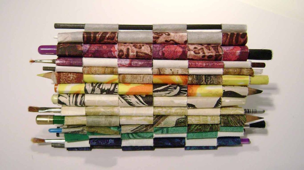 spine view; upcycled prints and art supplies; 2007.