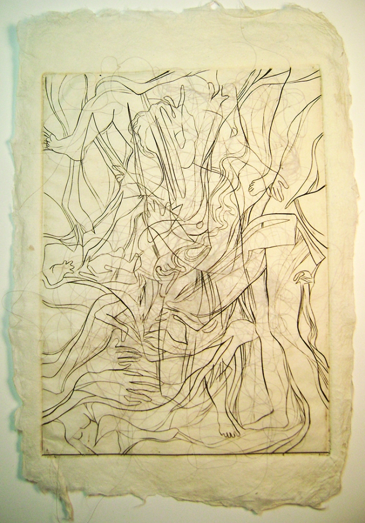 Engraving on handmade paper with hair inclusions, 1/1; Italy, 2007.