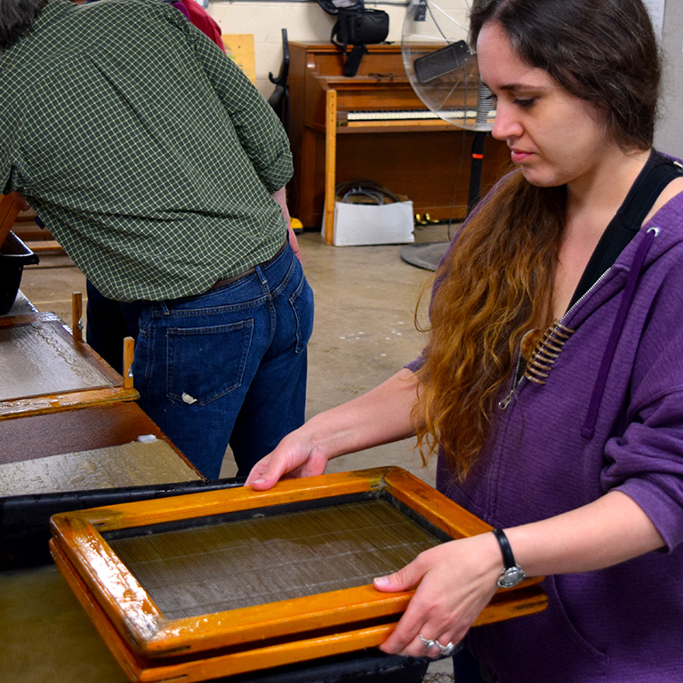Papermaking workshop led by Tim Barrett and hosted by Sarah Strong @ Antioch College, Yellow Springs, Ohio, 2016